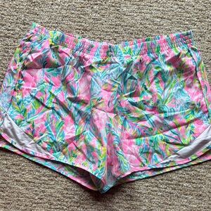 Lilly Pulitzer Pink and Blue Patterned Athletic Shorts